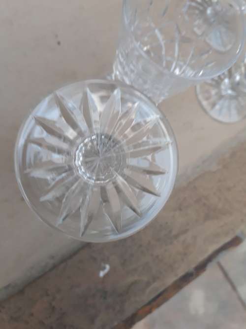 BEAUTIFUL SET OF FOUR CRYSTAL SHERRY? GLASSES DIAMOND FLASH CUT. LOVELY