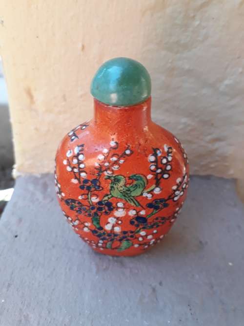 ANOTHER OF THE VINTAGE HAND PAINTED ORIENTAL SNUFF BOTTLES BIRDS BLOSSOMS ETC SIGNED