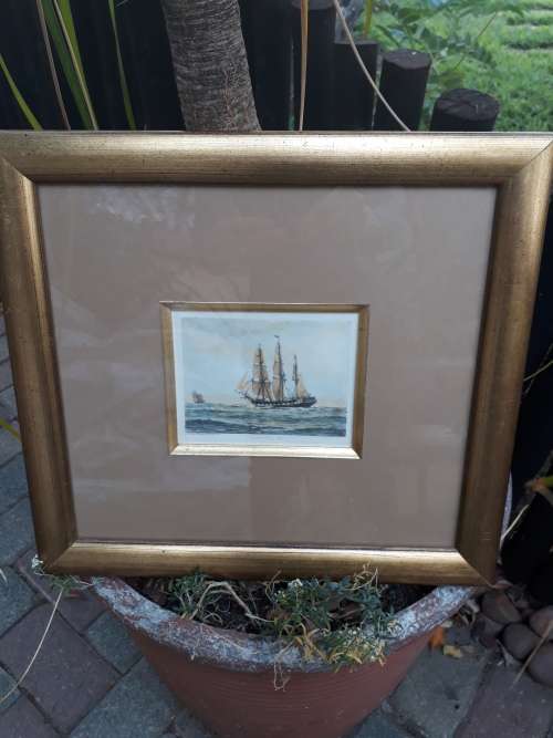 VERY NICELY FRAMED MARITIME ENGRAVING PRINT THE CONSTITUTION 1812 AFTER PAINTING A WILDE PARSONS