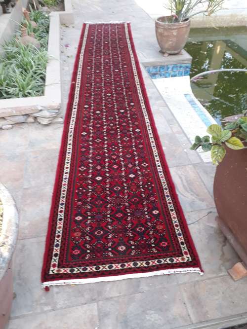 BEAUTIFUL AS NEW PERSIAN HAND KNOTTED FLORAL GEOMETRIC CARPET RUNNER LONG 403CM