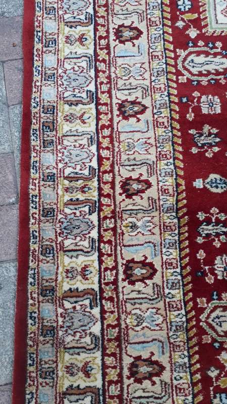 STUNNING HAND KNOTTED INDO PERSIAN GEOMETRIC FLORAL RUG NICE TONES. THICK PILE GC