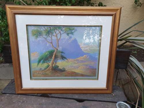 FRAMED PASTEL LANDSCAPE BY KNOWN SA ARTIST LEO FRANCOIS 1870-1938