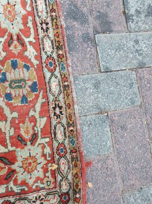 for TanyA VINTAGE EXTREMELY OLD COLLECTABLE QUOM FINELY HAND KNOTTED CARPET BIRDS FLORAL SYMMETRICAL