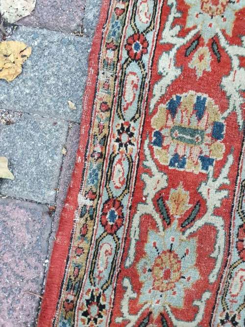 for TanyA VINTAGE EXTREMELY OLD COLLECTABLE QUOM FINELY HAND KNOTTED CARPET BIRDS FLORAL SYMMETRICAL