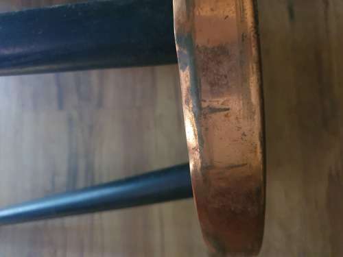 VINTAGE RETRO COPPER OR IN PLACES COPPER LOOK TRIPOD SIDE TABLE WITH KUDU DECOR
