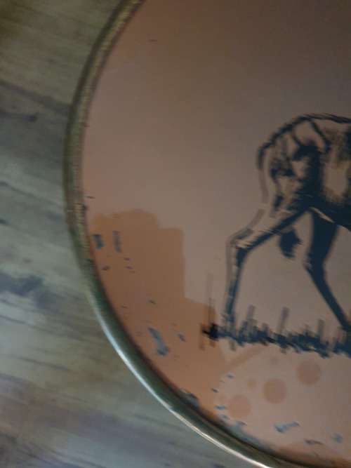 VINTAGE RETRO COPPER OR IN PLACES COPPER LOOK TRIPOD SIDE TABLE WITH KUDU DECOR