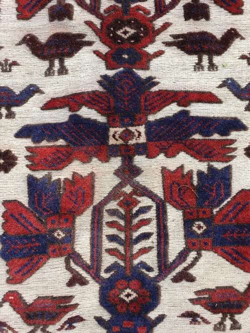 ORIENTAL PERSIAN STYLE AFGHAN HAND KNOTTED PART PILE AND PART FLAT WEAVE BIRD  ETC LARGE CARPET/RUG