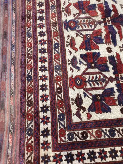 ORIENTAL PERSIAN STYLE AFGHAN HAND KNOTTED PART PILE AND PART FLAT WEAVE BIRD  ETC LARGE CARPET/RUG