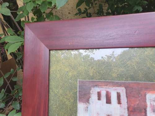 STUNNING ORIGINAL LARGE FRAMED KNOWN ARTIST DITABA ELIAS SEWAPE (BORN 1946) TOWNSHIP SCENE PAINTING