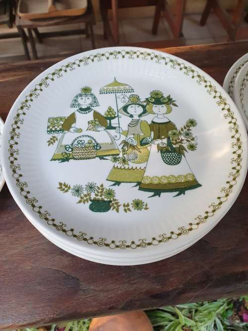 MID CENTURY VINTAGE RETRO NORWAY FIGGJO FLINT TURI DESIGN "MARKET" DINNER SERVICE