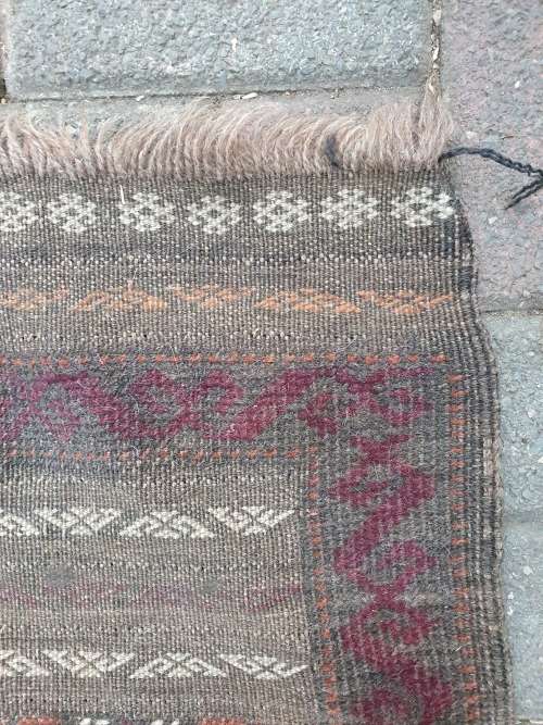 VINTAGE WITH WEAR PERSIAN/ORIENTAL SOUMAK HAND MADE RUNNER RUG