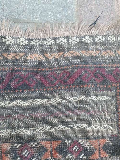 VINTAGE WITH WEAR PERSIAN/ORIENTAL SOUMAK HAND MADE RUNNER RUG