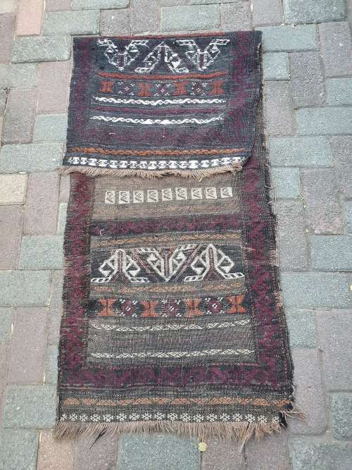 VINTAGE WITH WEAR PERSIAN/ORIENTAL SOUMAK HAND MADE RUNNER RUG