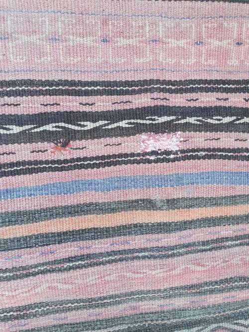 VINTAGE HAND MADE PERSIAN SOUMAK KILIM RUG WITH STRIPES 302CM BY 144CM