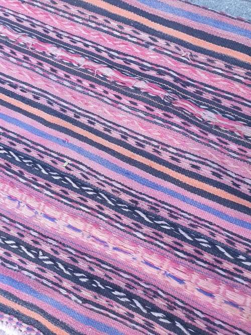 VINTAGE HAND MADE PERSIAN SOUMAK KILIM RUG WITH STRIPES 302CM BY 144CM