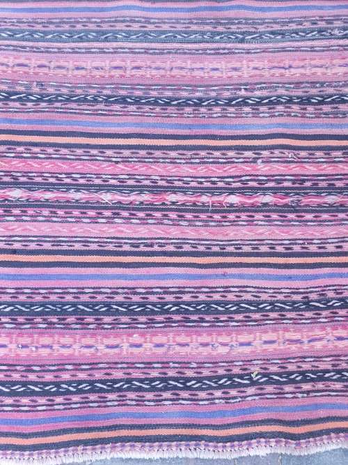 VINTAGE HAND MADE PERSIAN SOUMAK KILIM RUG WITH STRIPES 302CM BY 144CM