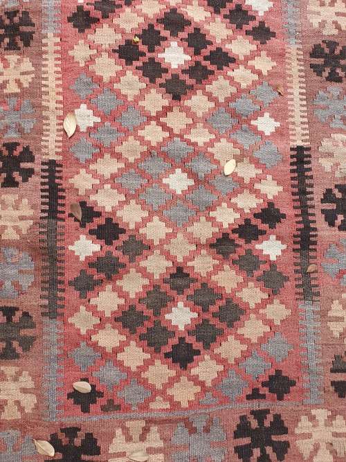 FOR JOHANNES GROBBELAAR HAND KNOTTED ORIENTAL /PERSIAN KILIM FLAT WEAVE RUG EARTHY COLOURS