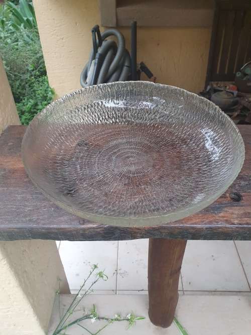 VINTAGE? LARGE ROUND TEXTURED GLASS BOWL