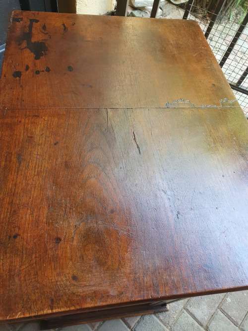 VINTAGE WOOD ETC SEWING CABINET WITH SOME FRONTAL RELIEF DETAIL