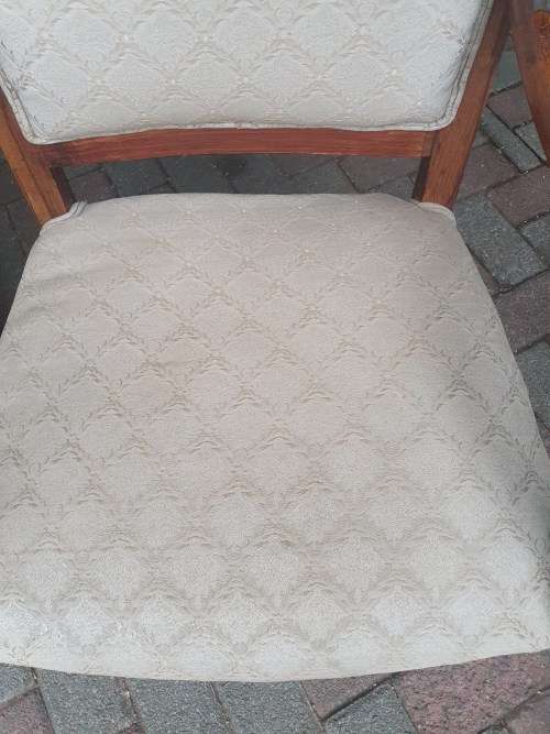 VINTAGE PAIR OF MATCHING WETHERLYS OCCASIONAL CHAIRS, CARVED  WOOD and UPHOLSTERY