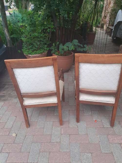 VINTAGE PAIR OF MATCHING WETHERLYS OCCASIONAL CHAIRS, CARVED  WOOD and UPHOLSTERY