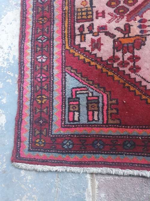 REDUCED LUSH and PLUSH PERSIAN HAND KNOTTED RUG, GEOMETRIC, FLORAL and ANIMALS