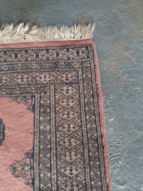 SMALL FINELY HAND KNOTTED SIGNED MORI BOKHARA KARACHI RUG