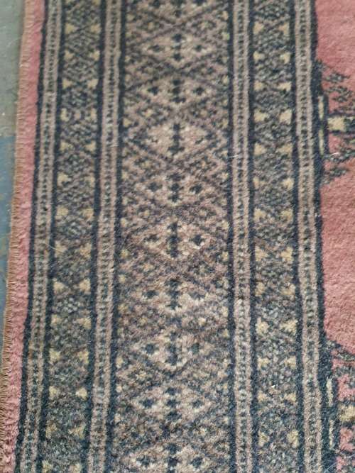 SMALL FINELY HAND KNOTTED SIGNED MORI BOKHARA KARACHI RUG