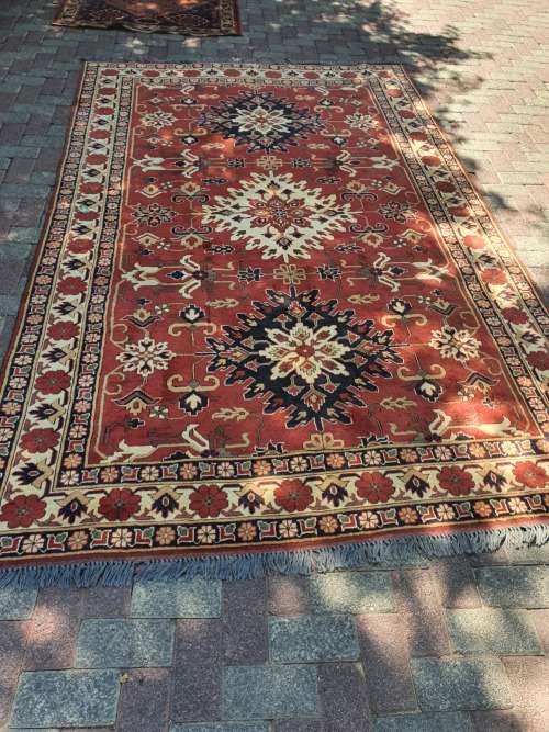 FOR QUINTON OFFERSTUNNING LARGE AFGHAN KAZAK  HAND KNOTTED CARPET GEOMETRIC FLORAL ETC. EARTHY TONES