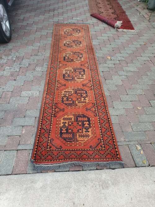 BEAUTIFUL AFGHAN HAND KNOTTED PERSIAN STYLE GEOMETRIC RUNNER