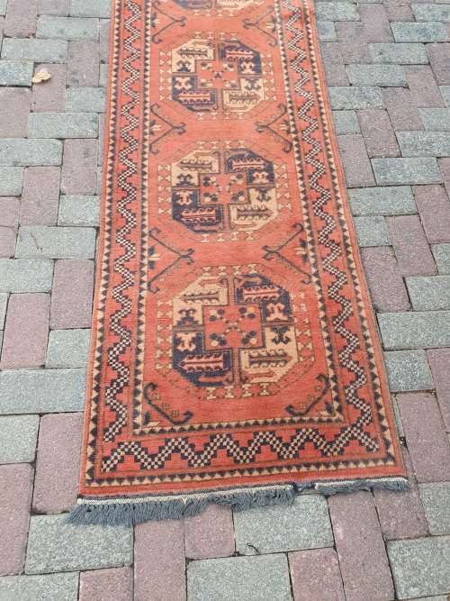 BEAUTIFUL AFGHAN HAND KNOTTED PERSIAN STYLE GEOMETRIC RUNNER