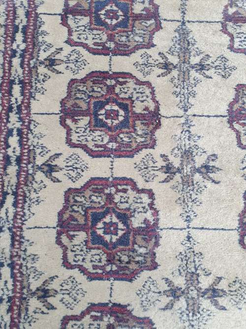 HAND KNOTTED ORIENTAL PERSIAN DESIGN ELEPHANT FOOT MUTED GREY IVORY ETC TONES CARPET RUG