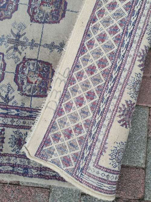 HAND KNOTTED ORIENTAL PERSIAN DESIGN ELEPHANT FOOT MUTED GREY IVORY ETC TONES CARPET RUG