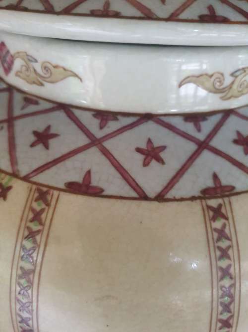 A PAIR OF LARGE ORIENTAL HAND PAINTED GINGER JAR LAMPS ON WOOD BASES FLORAL PLUS  DESIGN