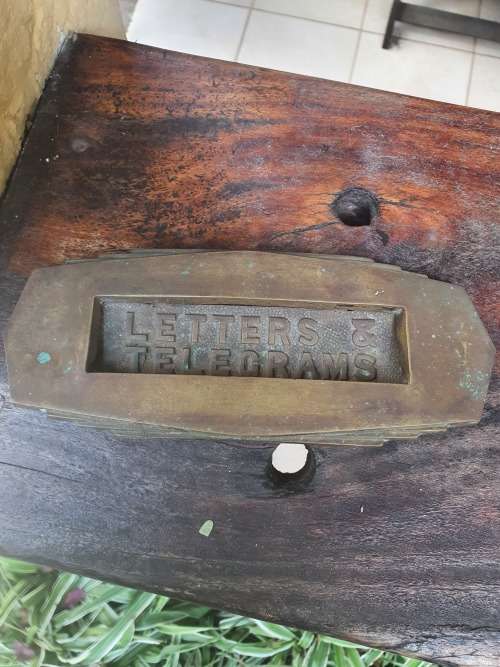 VINTAGE ART DECO CAST BRASS LETTERS and TELEGRAMS DOOR SLOT