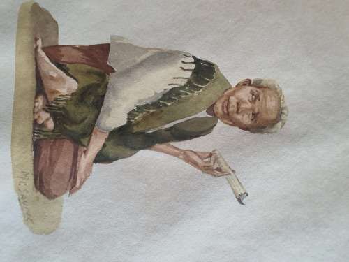 SELLING TOGETHER ARE TWO VINTAGE FRAMED CHINESE OR ORIENTAL WATERCOLOUR PORTRAITS SIGNED BY ARTIST