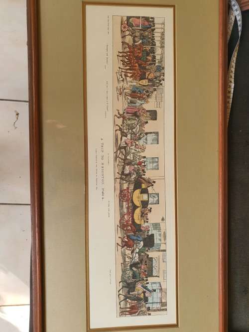 2nd of the Coloured framed Lithograph Trip to Brighton plate 4k after John Paul. Horses and carriage