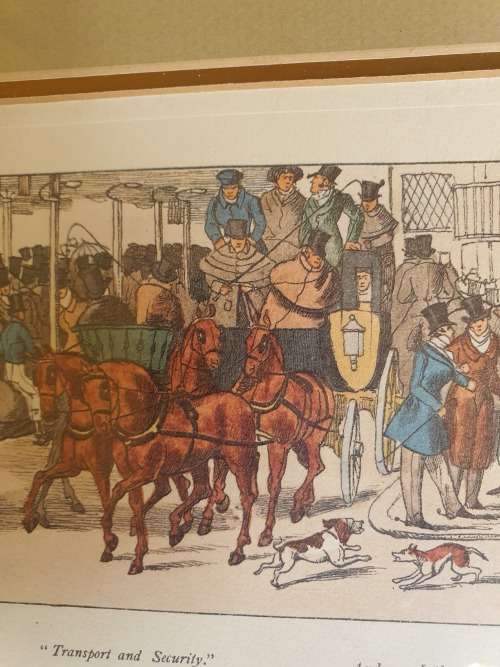 2nd of the Coloured framed Lithograph Trip to Brighton plate 4k after John Paul. Horses and carriage