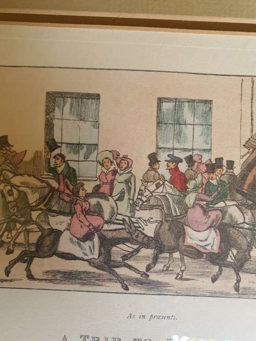 2nd of the Coloured framed Lithograph Trip to Brighton plate 4k after John Paul. Horses and carriage