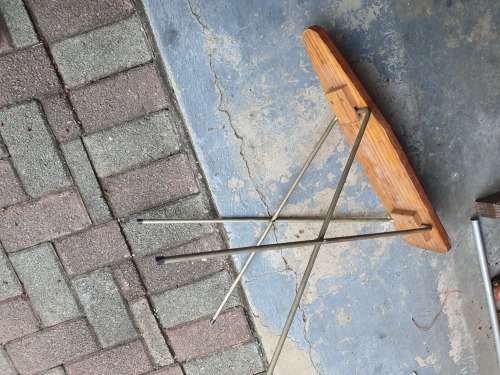 Child`s vintage wood and metal play ironing board