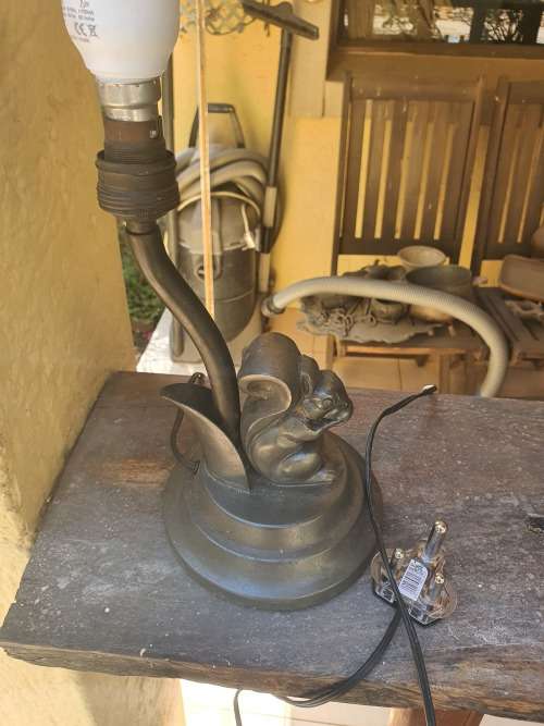 Vintage or antique Gero Holland art deco metal or pewter squirrel lamp base
