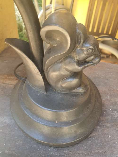 Vintage or antique Gero Holland art deco metal or pewter squirrel lamp base