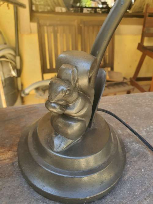 Vintage or antique Gero Holland art deco metal or pewter squirrel lamp base
