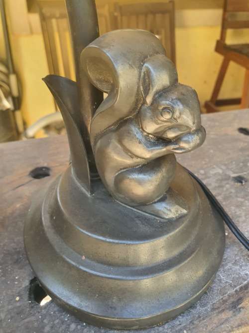 Vintage or antique Gero Holland art deco metal or pewter squirrel lamp base