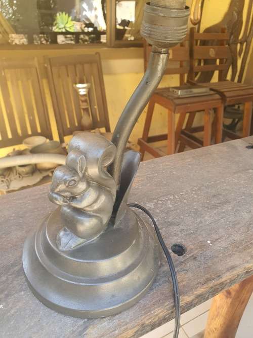Vintage or antique Gero Holland art deco metal or pewter squirrel lamp base