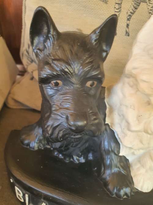 FOR ERICVintage Brentleigh Ware Scottie & Westie terrier dog. Black & White whiskey ceramic bar item