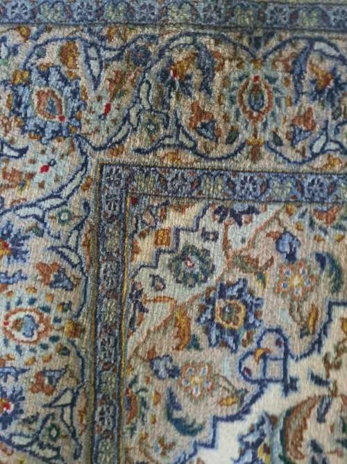 New & beautiful hand knotted Persian Kashan carpet or rug. Blue, cream tones, floral etc.