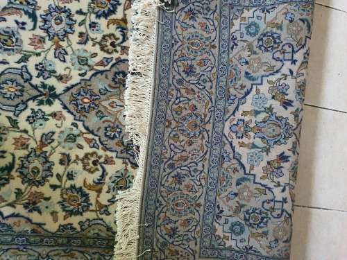 New & beautiful hand knotted Persian Kashan carpet or rug. Blue, cream tones, floral etc.
