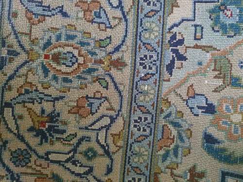 New & beautiful hand knotted Persian Kashan carpet or rug. Blue, cream tones, floral etc.