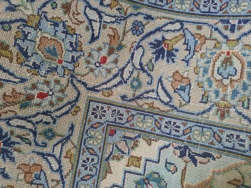 New & beautiful hand knotted Persian Kashan carpet or rug. Blue, cream tones, floral etc.